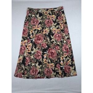 Evan-Picone Black Label Floral Midi Skirt Summer Blush 2X Black NWT